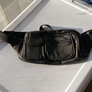 Black leather fanny pack